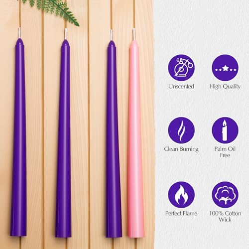 Hausware 36 Pack Taper Candles,27 Purple and 9 Pink,8 Hour Burn Time,Unscented Dripless and Smokeless,10 inch Elegant Premium Quality Dinner Candle for Home Décor,Wedding,Party Candlesticks - Image 4