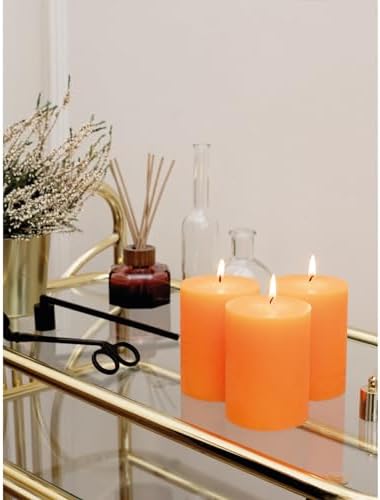 CANDWAX 3x4 inch Pillar Candles Set of 3 – Unscented Dripless Rustic Orange Candles for Fall Events, Halloween Decor, Thanksgiving Centerpieces, Wedding Décor - Image 6