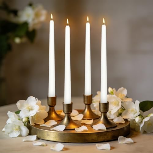 White Taper Candles, Mothers Day Gifts for Mom,10 Inch Dripless Candlestick, Jasmine Scented Colonial Candle, Dripless Long-Lasting Burning Candle Sticks for Home Décor, Dinner, Weddings,4Pack - Image 6