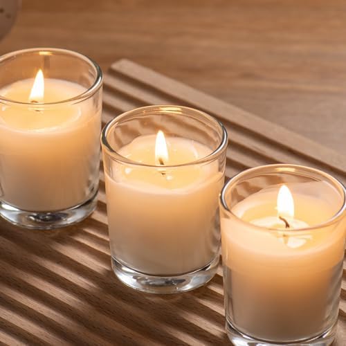 Housecret 36 Pack Warm White Unscented Clear Glass Filled Votive Candles. Hand Poured Wax Candle Ideal Gifts for Aromatherapy Spa Weddings Birthdays Holidays Party - Image 6
