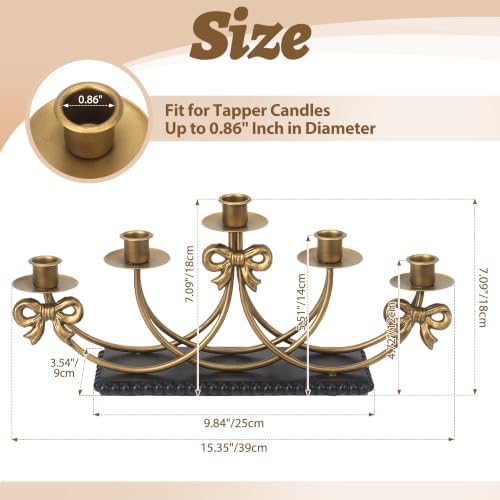 5-Arm Antique Gold Candelabra Centerpieces for Tables - Image 3