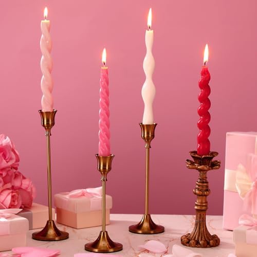 Nuanchu 4 Pcs Twisted Taper Candles,7.87 Inch,Pure,Valentines Color by Nuanchu