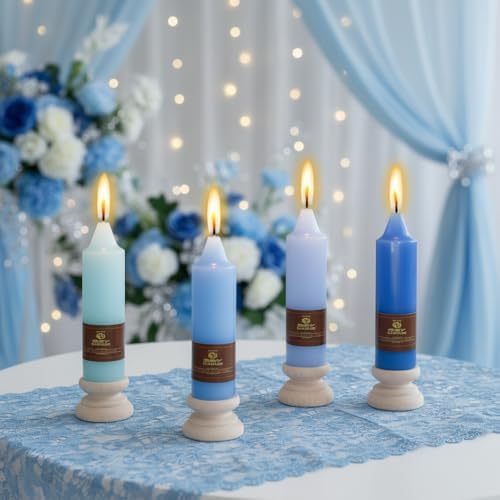 5 Inch Short Taper Candles Gradient Blue 4 PCS Handmade Candle for Dinner Household Wedding Party Home Décor Candlesticks - Image 2