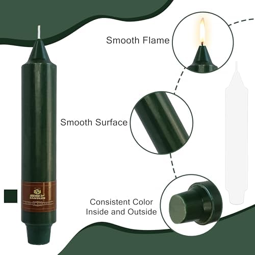 Unscented Candle Sticks 7 inch Hunter Green Taper Candles Set of 4 Smokeless Candle Slow Burning Candlesticks Perfect as Dinner Household Holiday & All Special Occasions - Image 3