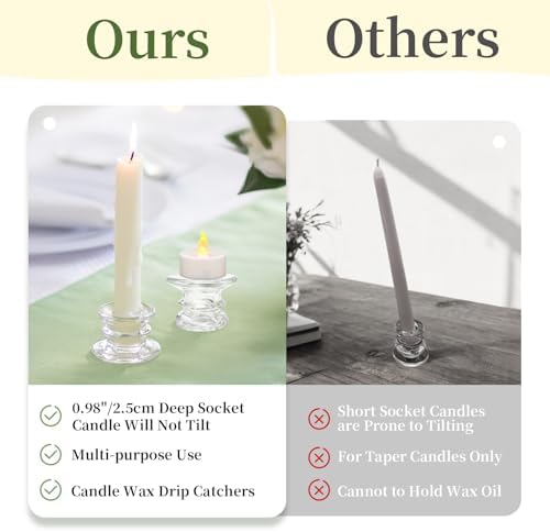 Glasseam Taper Candle Holders Set of 10 Glass Candlestick for Wedding Decor - Image 5