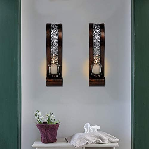 Shelving Solution Wall Sconce 14.4 x 3.5 Inch, with Tea Light Candle Holder Antique Bronze Style Metal Wall Art Decorations for Living Room, Bathroom, Dining Room and Office, Set of 2 - Image 5