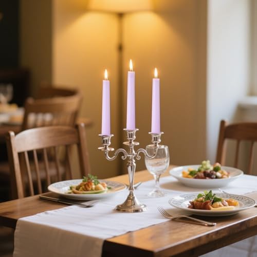 12-Pack Pale Purple Taper Candles, 10 Inch Unscented Dripless Candlesticks, Long-Lasting Burn Time of 6-7 Hours, Perfect for Home Décor, Weddings, and Events - Image 3