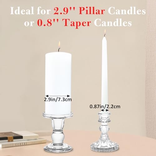 Unity Candle Holder - Glass Candle Holders for Pillar Candles Taper Candles, Glass Candlestick Holders Set of 3, Decorative Clear Glass Candlestick Holder for Wedding Table Dinning Church Centerpiece - Image 4