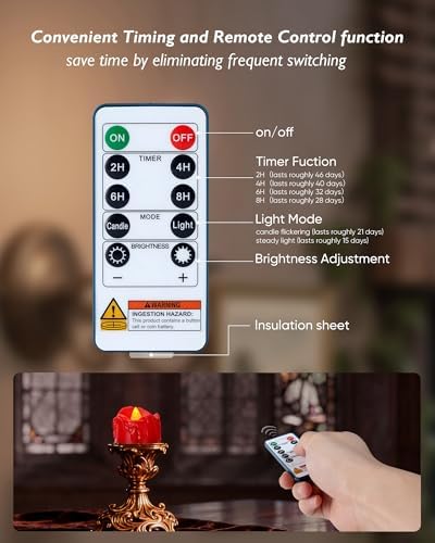 Homemory 24-Pack Red Remote Flameless Battery Tea Light Candles, 400+Hrs - Image 3
