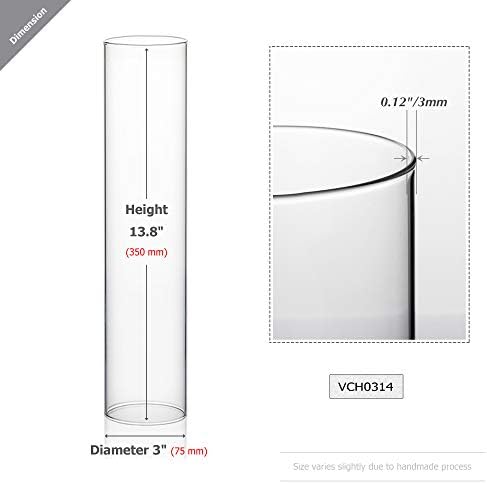 WGVI Hurricane Candle Holder Sleeve, Wide 3", Height 14", Clear Glass Cylinder Candleholder, Chimney Tube, Open Ended Candle Shade, 1 Piece - Image 2