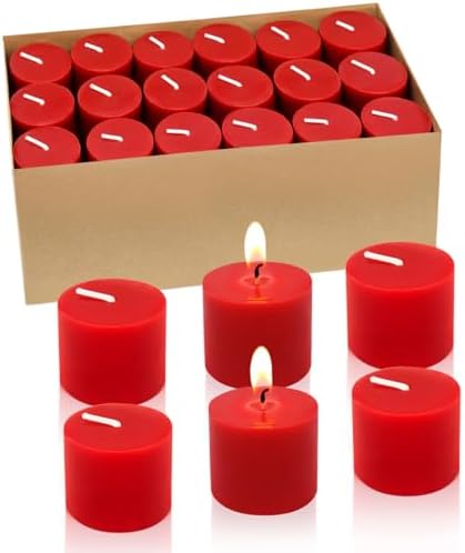 36 Packs Red Votive Candles, 10 Hours Small Unscented 1.5 Inch Diameter Colored Wax Candles for Christmas Wedding, Party, Holiday & Home Decoration by Unknown