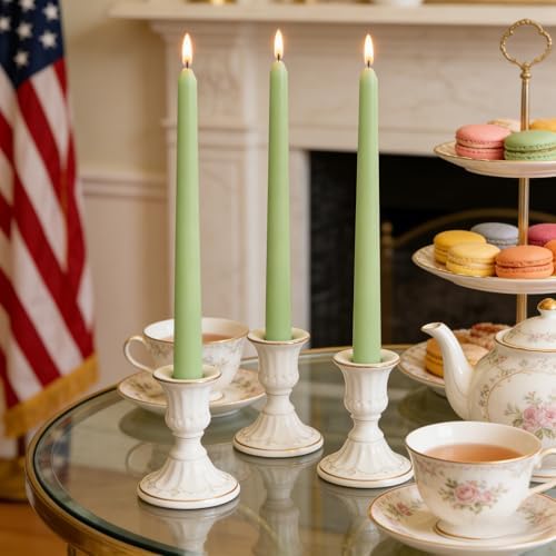 20-Pack Sage Green Taper Candles Unscented, 10 Inch Tall Dinner Table Candles for Wedding Centerpieces, Bulk Candlesticks Smokeless Dripless, Green Decorative Candle for Home Decor - Image 6