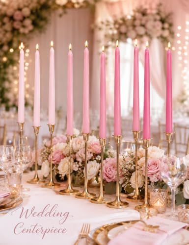 Gradient Hot-Pink Taper Candles for Wedding Valentine's Day - Image 5
