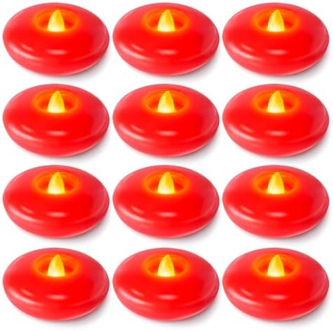 Homemory 12Pack 3" Red Flameless Floating LED Candle, Waterproof Tealight by Homemory