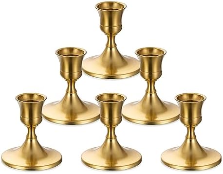 Sziqiqi Gold Candlestick Candle Holders, Set of 6, for Wedding Table by SZIQIQI