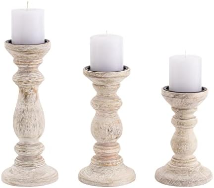 JFY Designs Ivora Wood Candle Holders for Pillar, Farmhouse Fireplace Décor by JUSTFORYOUDESIGNS