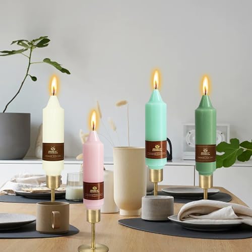 Candy Short Taper Candle 5 Inch Candlesticks Unscented Dripless Tapered Candle Set for Home Decor Wedding Party Dinner Candles, 4 Pack - Image 6