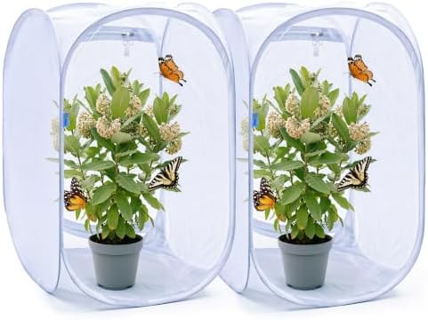 Pop-up Butterfly Habitat Cage Terrarium Clear Mesh Enclosure 2‑Pack by GDanes