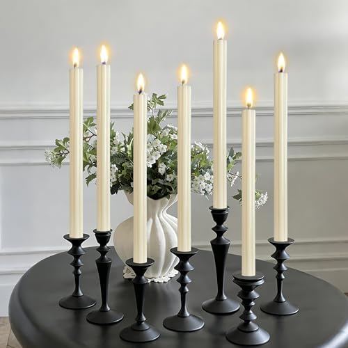 10inch Tall Taper Candles - 6PCS Unscented Smokeless Candlesticks for Holiday Party Gift Holiday Dinner Table Decorations - Warm Ivory - Image 2