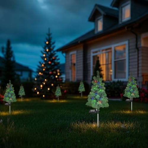 Solar Christmas Tree Garden Stake Lights Waterproof Christmas Decorations Tree Lights Outdoor Xmas Tree Light Christmas décor Pathway Lights Patio Yard (6) - Image 7