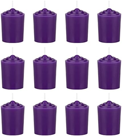Mega Candles 12 pcs Unscented Purple Votive Candles, Hand Poured Wax Candle 15 Hours 1.5 Inch x 2.25 Inch, Home Décor, Wedding Receptions, Centerpieces, Occasions, Events, Festivities, Meditations by MEGA+CANDLES
