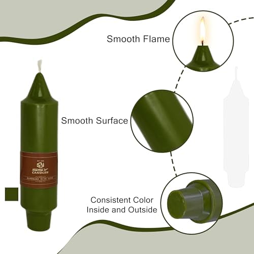 5 inch Short Candle Olive Green Unscented Candles 4 Pack Tapered Candle Ideal as Dinner Candles Smokeless Long Burning Candlesticks for Weddings Dinner Party Home Decor - Image 3
