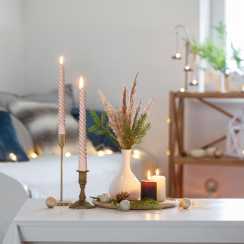 20 Pack 10 Inch Light-Mocha Spiral Taper Candles for Home Decor, Unscented Dripless Twisted Candlesticks for Weddings Dinner Holiday Decoration Formal Events - Image 3