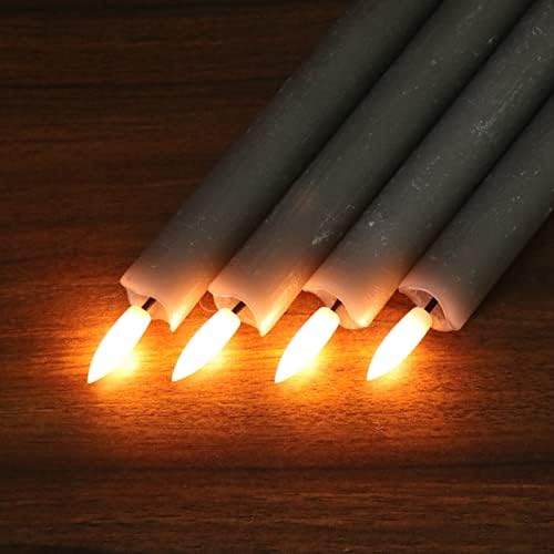 GenSwin Flameless Taper Candles LED Battery Operated Remote Timer Grey - Image 6