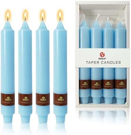 Blue Taper Candles 9 inch - 4 Pack Fat Candle Taper Candles Dripless, Smokeless, Unscented Hand Poured Tall Candlesticks - Perfect for Home Decor, Weddings, and Special Occasions by XINAOBAOLUO
