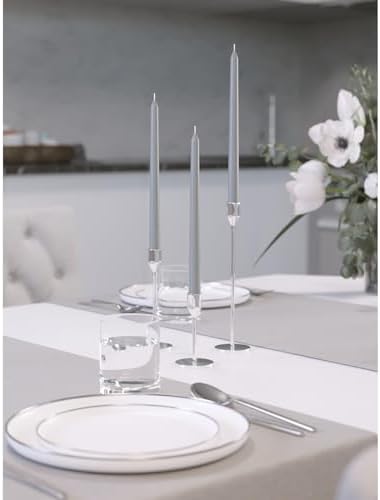 Candwax 10 inch Tapered Candles Set of 12 - Dripless and Unscented Candlesticks - Perfect as Dinner and Household - Light Gray - Image 5
