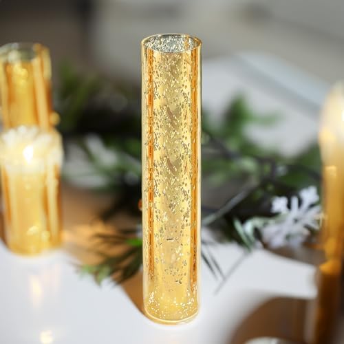 WGVI Hurricane Candle Holder Sleeve, W: 2.5", Ht: 14", Gold Speckled Glass Cylinder Open Both Ends, Chimney Tube Shade, 12 Piece - Image 6