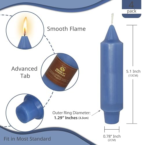 NJAO HOO Dark Blue Short Taper Candle 5 Inch Candlesticks Unscented Dripless Tapered Candle Set for Home Decor Wedding Party Dinner Candles, 4 Pack - Image 3