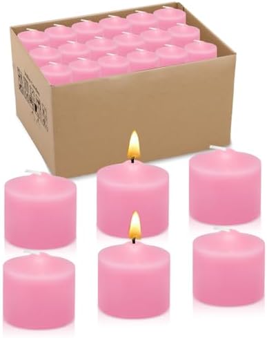 10 Hour Pink Votive Candles for Weddings Party Spa and Emergency, Set of 36 Unscented Bulk Candles for Restaurants and Home Decoration by Unknown