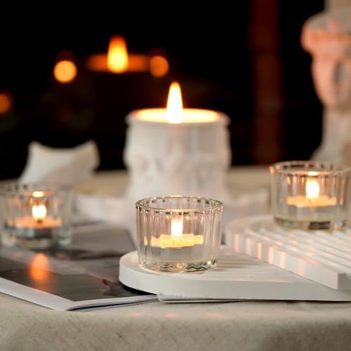 Homemory 24 Pcs Tealight Candle Holders, Clear Votive Candle Holders, Glass Candle Holder for Table Centerpiece, Wedding, Baby Shower, Birthday, Party, Halloween, Christmas - Image 6