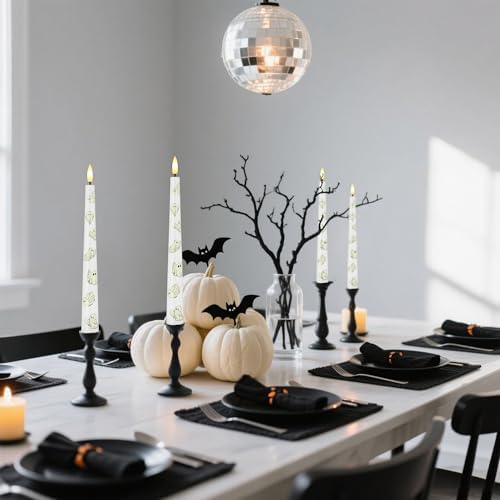 Halloween Flameless Taper Candles with Ghosts, 9.6" Battery Operated Candle - Image 6