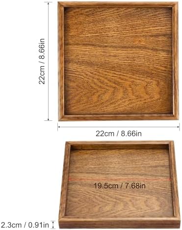 PATIKIL Wood Serving Tray 9 Inch (220mm) Outer Length, Square Decorative Platter for Home Decor Kitchen Table Candle Holder, Brown - Image 2
