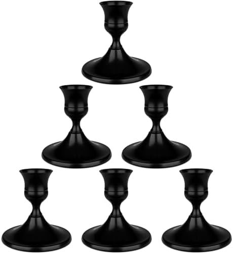 Black Candle Holder Taper Candle Holders, Set of 6 Candlestick Holders Decor for Home Decor, Metal Taper Candleholder for Fall Thanksgiving Halloween Christmas Table Fireplace Decor by DECKALY