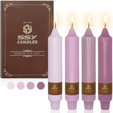 Gradient Taper Candles Purple Candlesticks,Gedengni 7Inches Dripless Tapered Candle Tall Candle Sticks Colorful Dinner Candles for Holiday Wedding Party Table Decoration,4pcs-18PURMIX by Gedengni