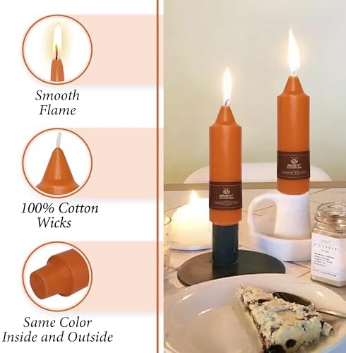 Pumpkin Orange Short Taper Candle Terra Cotta, 5 Inch Small Taper Candles, 4PCS Handmade Unscenteds Candlesticks for Festive Halloween Thanksgiving Day Fall Home Decor - Image 3