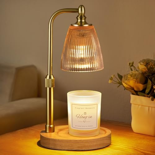 Hong-in Amber Candle Warmer Lamp with Timer Dimmable,Birthday Gifts for Women Sister,House Warming Gifts New Home,Adjustable Height Wax Melt Warmer for Jar Candles,Ideal for Office,Bedroom Home Decor by Hong-in