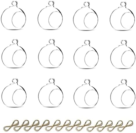 Nuptio 12 Pcs Hanging Tea Light Candle Holders Mini Glass Candle Holder 2.36" Diameter Baubles Globe Garden Ornament, Tealight Holders for Christmas Halloween Wedding Party Decorations for Reception by Nuptio
