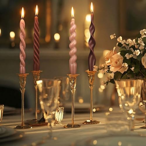 Nuanchu 4 Pcs Twisted Taper Candles,7.87 Inch,Pure,Neutral - Image 4