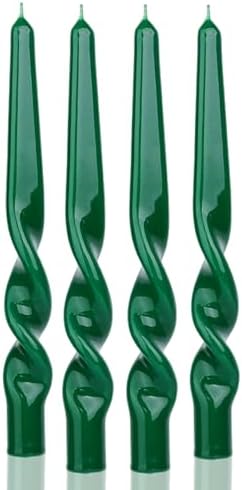 MAITREYA Christmas Dark Green Spiral Taper Candles-Set of 4 for Decoration Weddings Party Church-Unscented Dripless Candles,10inch(Dark Green-B) by MAITREYA
