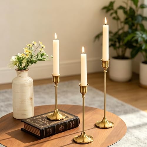 36 Pcs Gold Candlestick Holders, Vintage Metal Candle Holders Taper Candle Stands, Tall Golden Brass Tapered Candle Holder for Wedding Tables Centerpieces Decor - Image 5