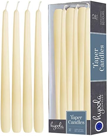 Hyoola 12 Pack Tall Taper Candles - 12 Inch Woolwhite Dripless, Unscented Dinner Candle - Paraffin Wax with Cotton Wicks - 10 Hour Burn Time by Hyoola
