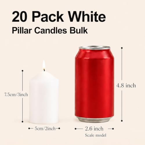Pillar Candles White Bulk 2x3 Inch Unscented Candle for Votive 20Pack - Image 2
