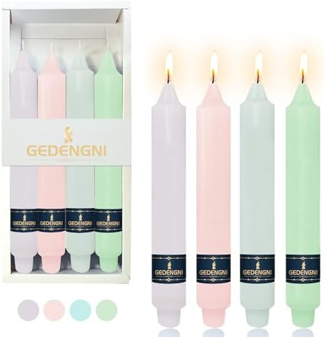 Pink Candlesticks Short Taper Candle,9inches Colorful Candle Sticks Dripless Tapered Candles for Home Decor Weddings Festive Party Holiday,30D-LIGMIX by Gedengni