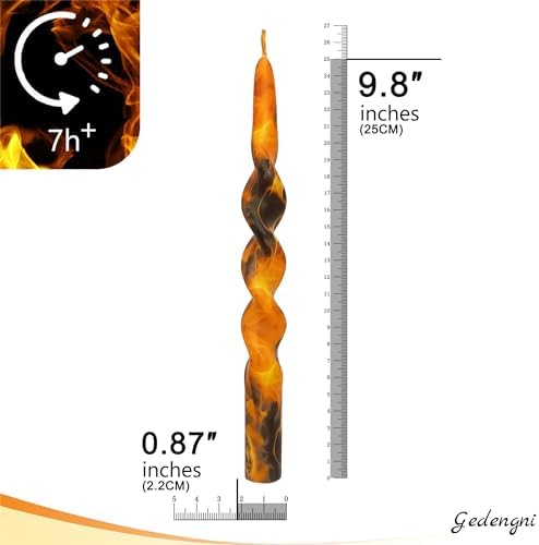 Print Swirl Candlesticks Spiral Candle - Set of 2 Flame Taper Candle Handmade Twisted Candles 10 Inch Long Candle Sticks Brown Tapered Candles for Home Holiday Wedding,1D2T-FLM - Image 2