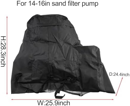 Sand Filter Pump Cover, 420D Oxford Fabric Sand Filter Pump Cover, Suitable For Most 14-16 Inches Sand Filter Pump On Market Black
