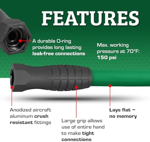 Flexzilla Colors SwivelGrip Garden Hose 5/8 in. x 75 ft., Lightweight All-Weather Water Hose, Durable and Flexible, Leak-Free Connections, Forest Green - Image 4
